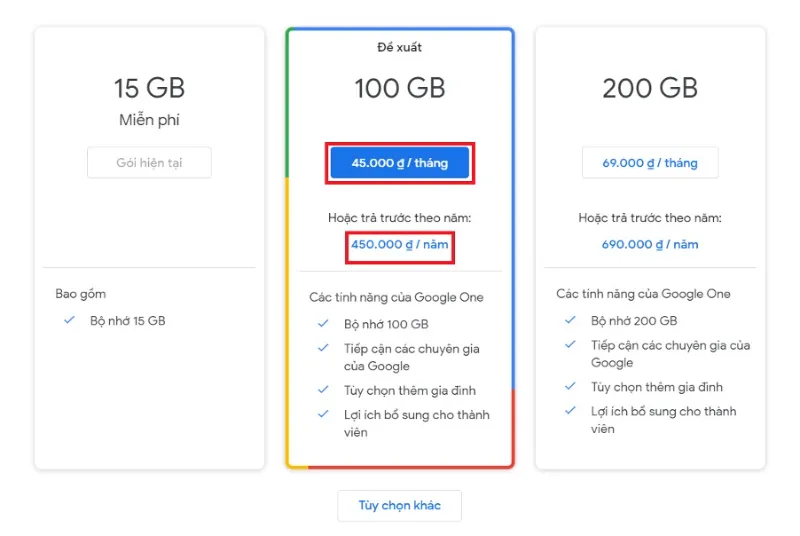 nang cap bo nho google one 3 Các bước nâng cấp bộ nhớ Google One vô cùng đơn giản