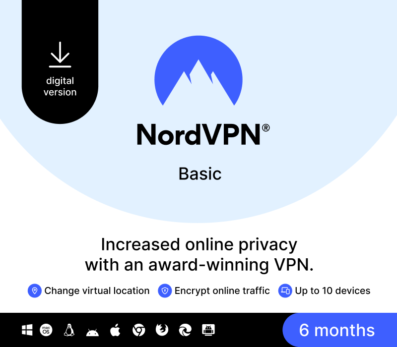 Key Kích Hoạt NordVPN Basic US (6 Tháng / 10 Thiết Bị)